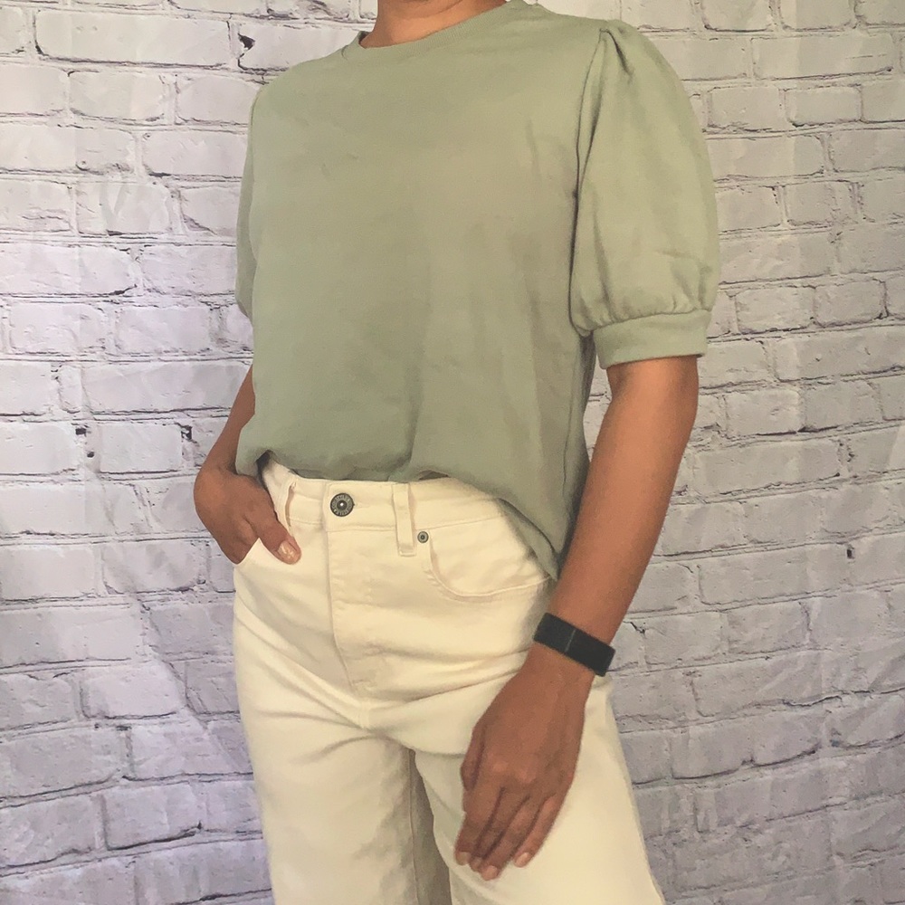 Sage green PUFF SLEEVE shirt NWT